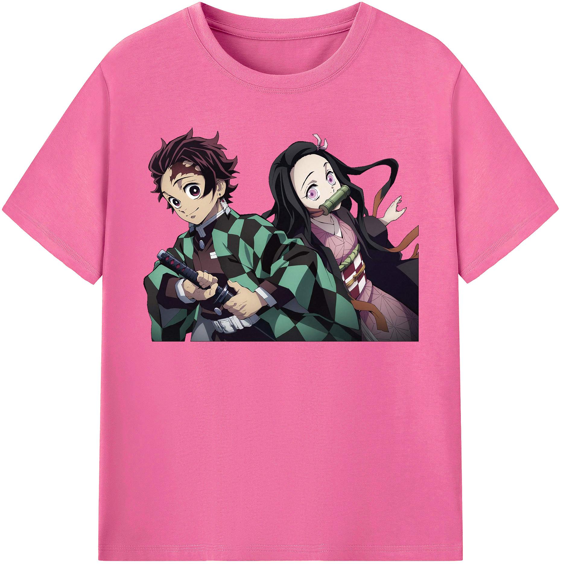 （画像用） 鬼滅の刃（きめつのやいば）竈門 禰󠄀豆子／かまど ねずこ Kamado Nezuko レディースカジュアルプリントTシャツ（綿100％）